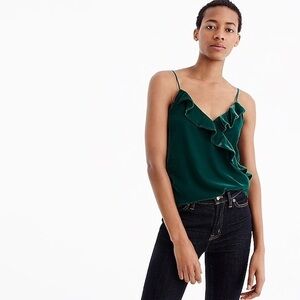 Jcrew emerald Ruffle Camisole